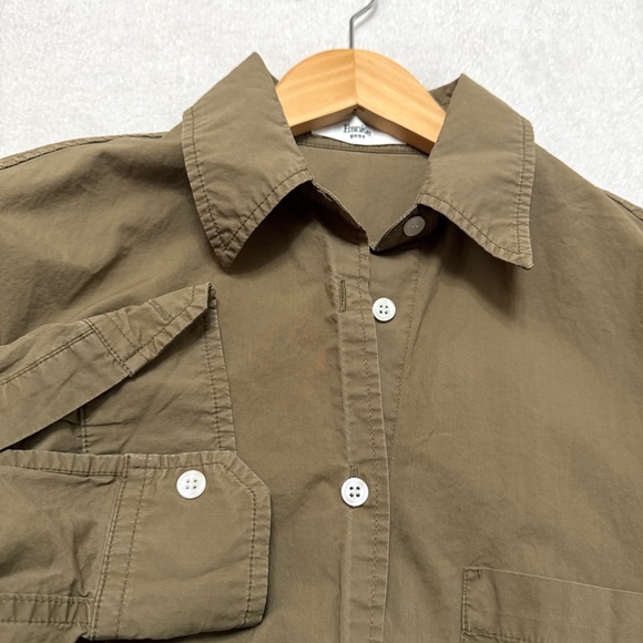 THE FRANKIE SHOP sz S KHAKI EVERYDAY SHIRT Twill Cotton Oversized Relaxed - Picture 8 of 8